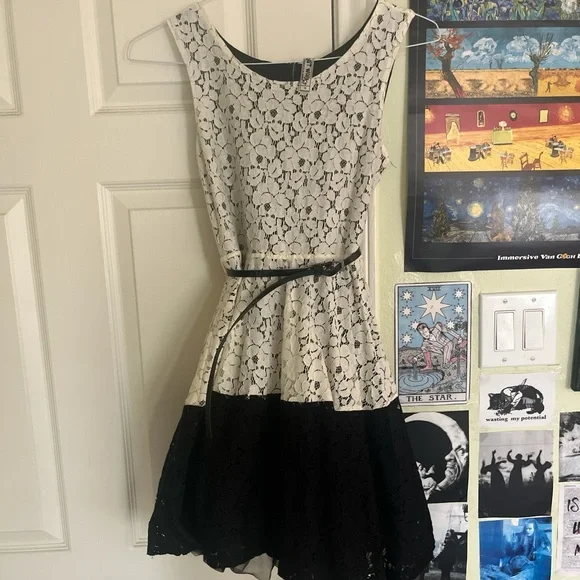 Knit Works girls black and white formal dress